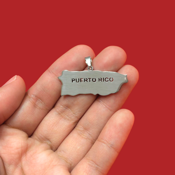 Puerto Rico (Nombre) - Charm de Stainless Steel; 1 pieza - Plateado