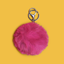 Fuchsia Pom-Pom Keychain; 1 Piece