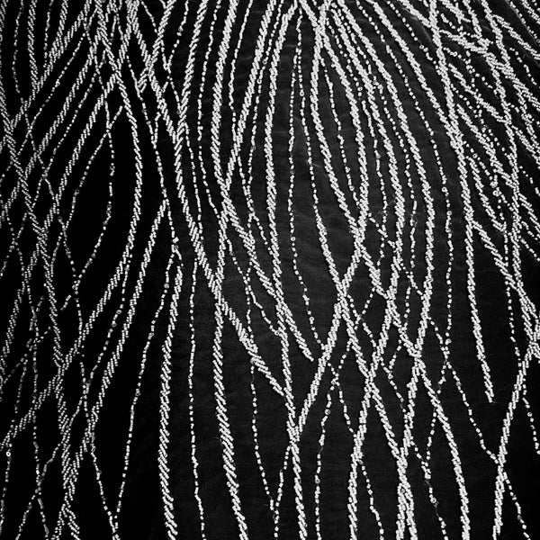 Embroidered Lace Fabric With Beads - 45" Wide