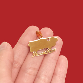 Puerto Rico - Charm de Stainless Steel; 1 pieza - Dorado