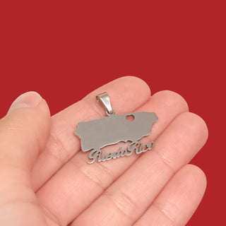 Puerto Rico - Charm de Stainless Steel; 1 pieza - Plateado