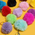 Fuchsia Pom-Pom Keychain; 1 Piece
