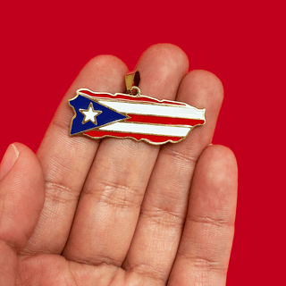 Puerto Rico (Bandera) - Charm de Stainless Steel; 1 pieza - Dorado