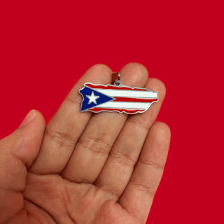 Puerto Rico (Bandera) - Charm de Stainless Steel; 1 pieza - Plateado