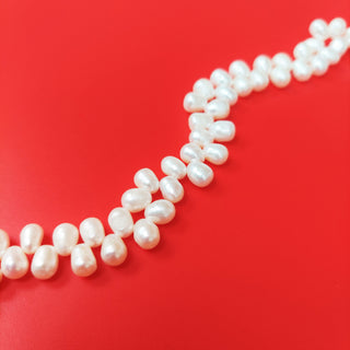 Top Drilled Fresh Water Pearl; Approx. 6mm x 8mm - 1 Strand