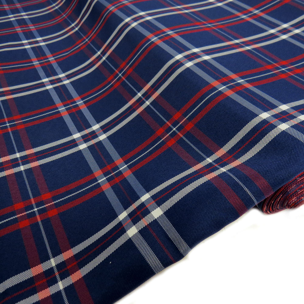 Tela de Cuadro Escolar / School Plaid Fabric Dark Blue Red White, 60