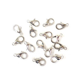 Alloy, Lobster Claw 2 Silver-10mm; 25pcs