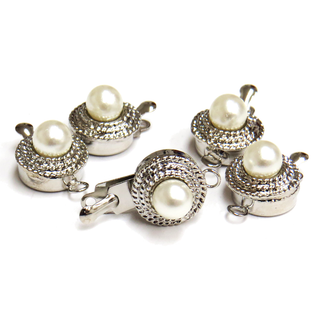 Pearl Box Clasp, Antique Silver,10 x 10 mm; 5 pieces