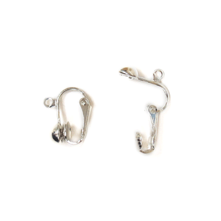Earclip with Loop, Silver Plated Brass-16mm; 20pcs