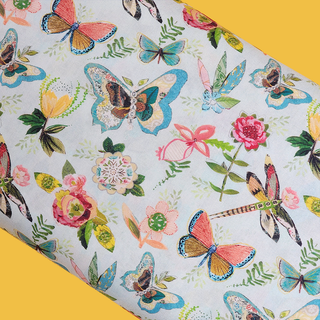 Flowers and Butterflies - 100% Cotton Print Fabric, 44/45" Wide