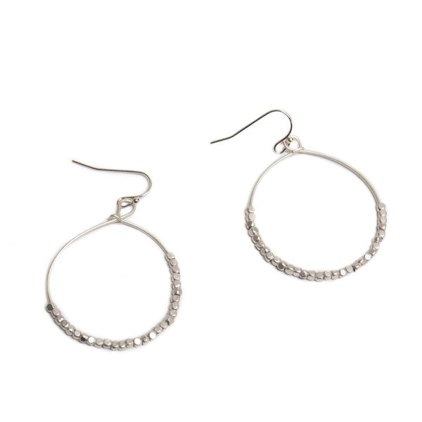 Snowy Day Earrings, Silver; 1 pair