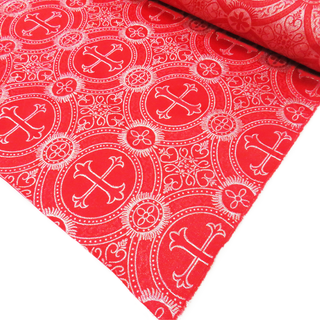 Red, Polyester/Lurex Liturgia Fabric - 60" wide; 1 Yard