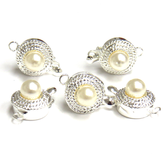 Pearl Box Clasp, Silver, 10 x 10 mm; 5 pieces