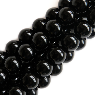 Black Onyx, Round, 18mm; 1 strand