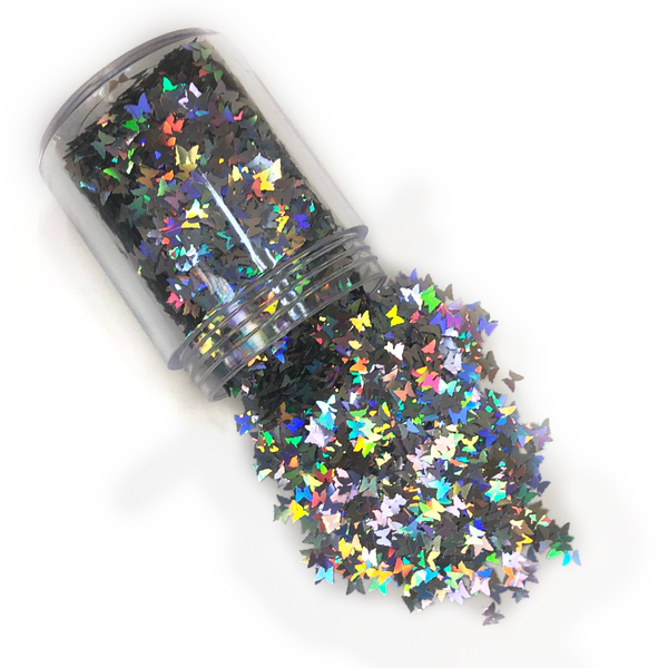 Butterfly Shaped Glitter, Silver AB; 8 grams