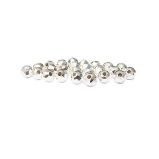 Faceted Spacer, Silver Plated Brass, 6mm; 25 pieces