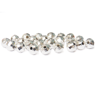Faceted Spacer, Silver Plated Brass, 8mm; 20pieces