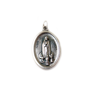 Our Lady of Fatima Italian Charm, Antique Silver, 25x16mm - 1 piece