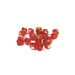 Swarovski Crystal, Bicone, 4mm - Indian Red AB; 20 pcs