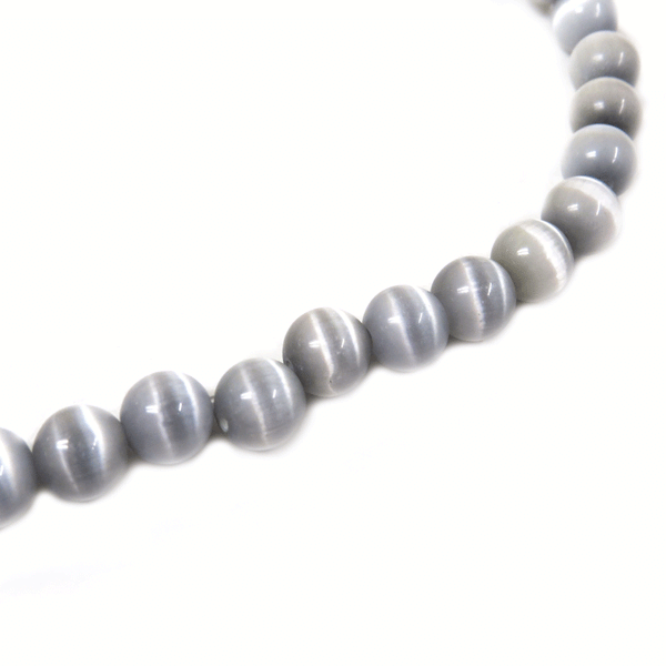 Cat Eye Bead, Gray- 1 strand