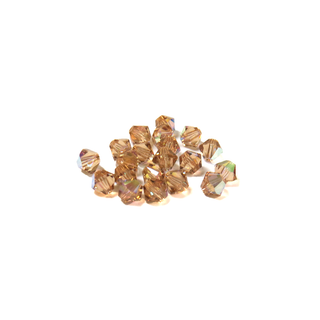 Swarovski Crystal, Bicone, 4mm - Light Colorado Topaz AB; 20 pcs