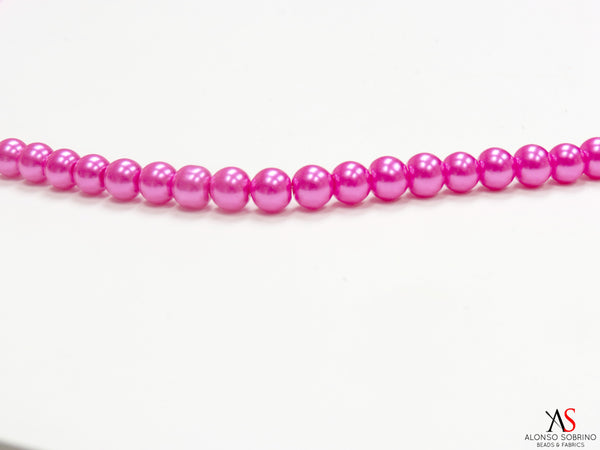 Perlas de Vidrio- Rosa Fuerte