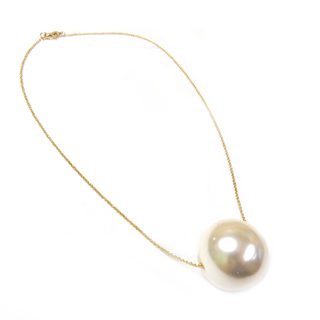 White Pearl Necklace, Gold; 1 piece