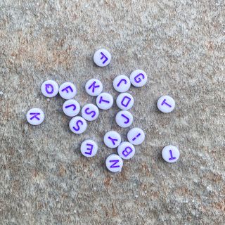 Purple Alphabet Beads; 28 grams