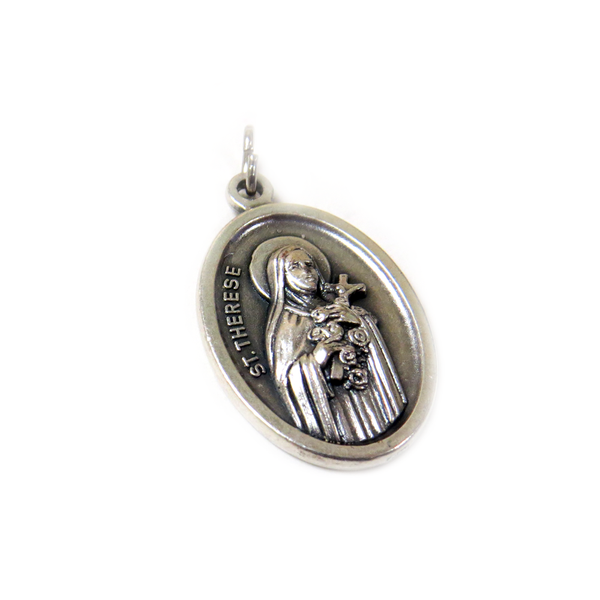 Saint Therese Italian Charm, Antique Silver, 25x16mm - 1 piece