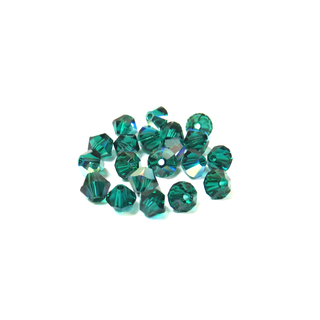 Swarovski Crystal, Bicone, 4mm - Emerald AB; 20 pcs