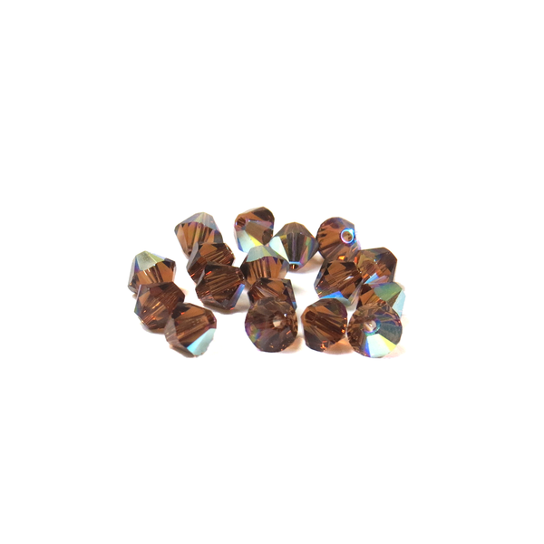Swarovski Crystal, Bicone, 5mm, Smoked Topaz AB; 20 pcs