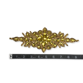 Rhinestone Applique, 9.5" x 3.5", Dorado – 1 pieza