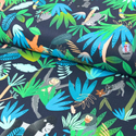 Tela Estampada de 100% Algodón 44" Animales, Treetop Jungle / Bermuda - 1 yarda