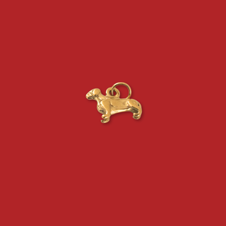Dije de Perro Salchicha Stainless Steel con Baño en Oro 18kt, 10mm – 1 pieza