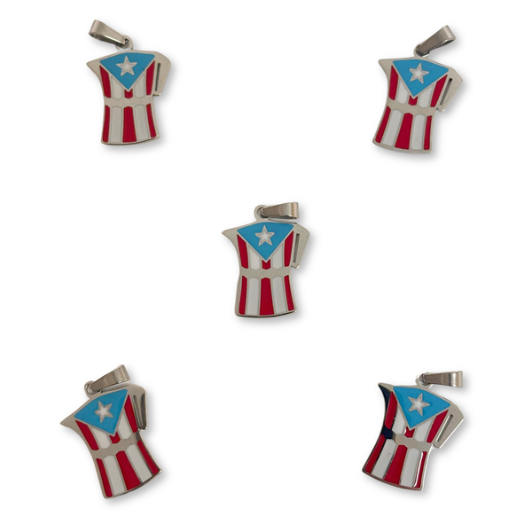 Dije de Greca con Bandera (Plateada) en Stainless Steel, 21mm - 1 pieza