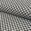 Tela Estampada de 100% Algodón 44/45" Checkers, Blanco / Negro - 1 yarda