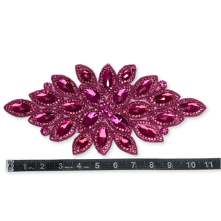 Rhinestone Applique, 11.5" x 5.5", Rosa – 1 pieza