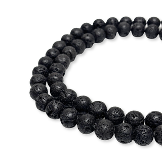 Cuentas Redondas de Piedra de Lava Negra - 12 mm
