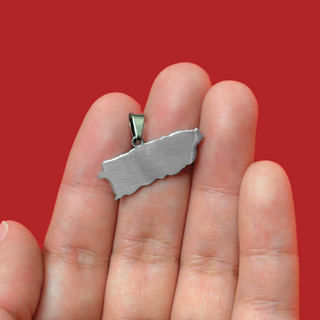Puerto Rico (Mapa) - Charm de Stainless Steel; 1 pieza - Plateado