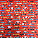 Tela Estampada de 100% Algodón 44/45" Autos, Rojo - 1 yarda