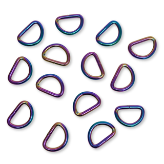 D Ring Iridescent Rainbow 1", 25 mm – 2 pieces