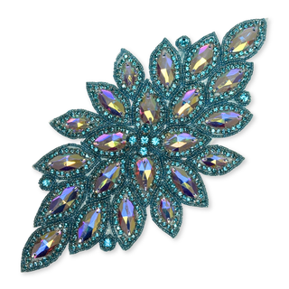 Rhinestone Applique, 11.5" x 5.5", Azul Claro – 1 pieza