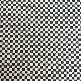 Tela Estampada de 100% Algodón 44/45" Checkers, Blanco / Negro - 1 yarda