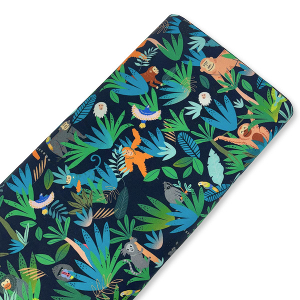Tela Estampada de 100% Algodón 44" Animales, Treetop Jungle / Bermuda - 1 yarda