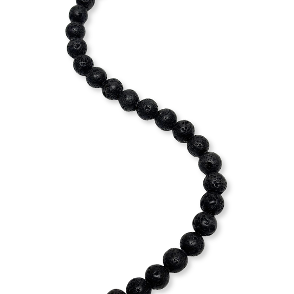 Round Black Lava Stone Beads - 8 mm