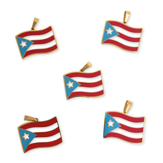 Dije de Bandera Ondeada de Puerto Rico en Stainless Steel, 23mm - 1 pieza