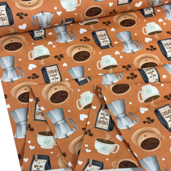 Printed Fabric 100% Cotton 44" Coffee Shop, Perfect Blend - 1 yard