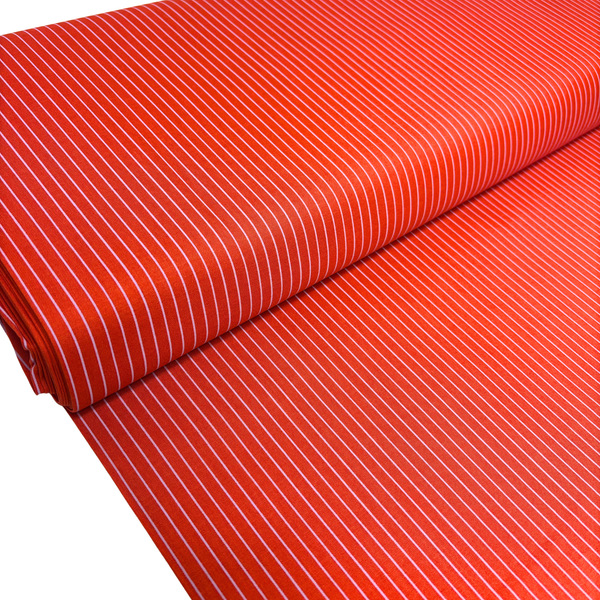 Tela Estampada de 100% Algodón 44" Rayas Finas, Rojo - 1 yarda