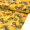 Tela Estampada de 100% Algodón 44/45" Motocicletas, Amarillo - 1 yarda