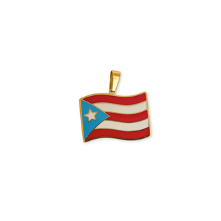 Dije de Bandera Ondeada de Puerto Rico en Stainless Steel, 23mm - 1 pieza